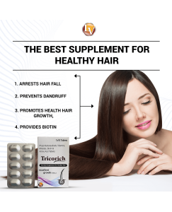 Tricorich Hair Biotin Tablets - best for anti hairfall|30 Tablets 